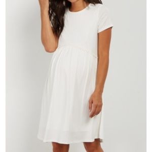 White pinkblush maternity dress